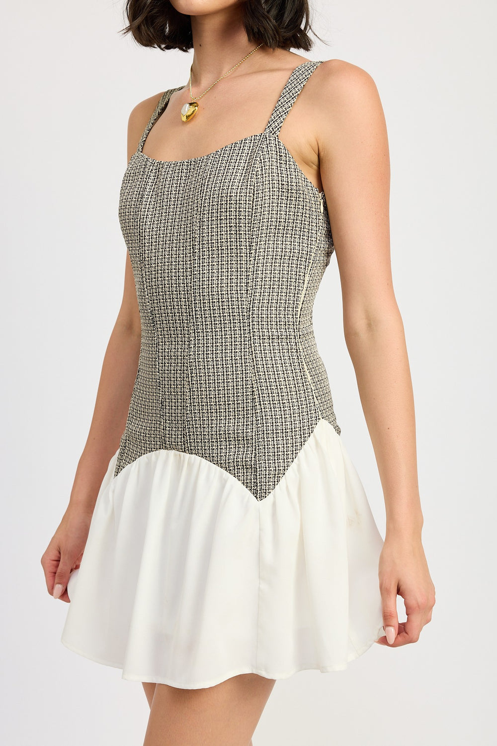 Black Cream Contrasted Corset Mini Dress