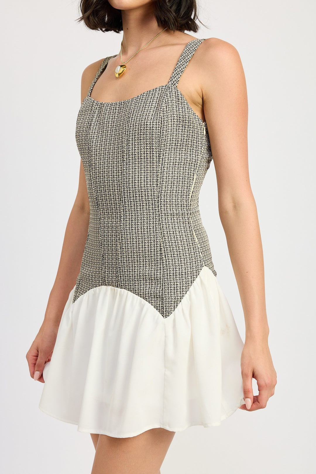 Black Cream Contrasted Corset Mini Dress