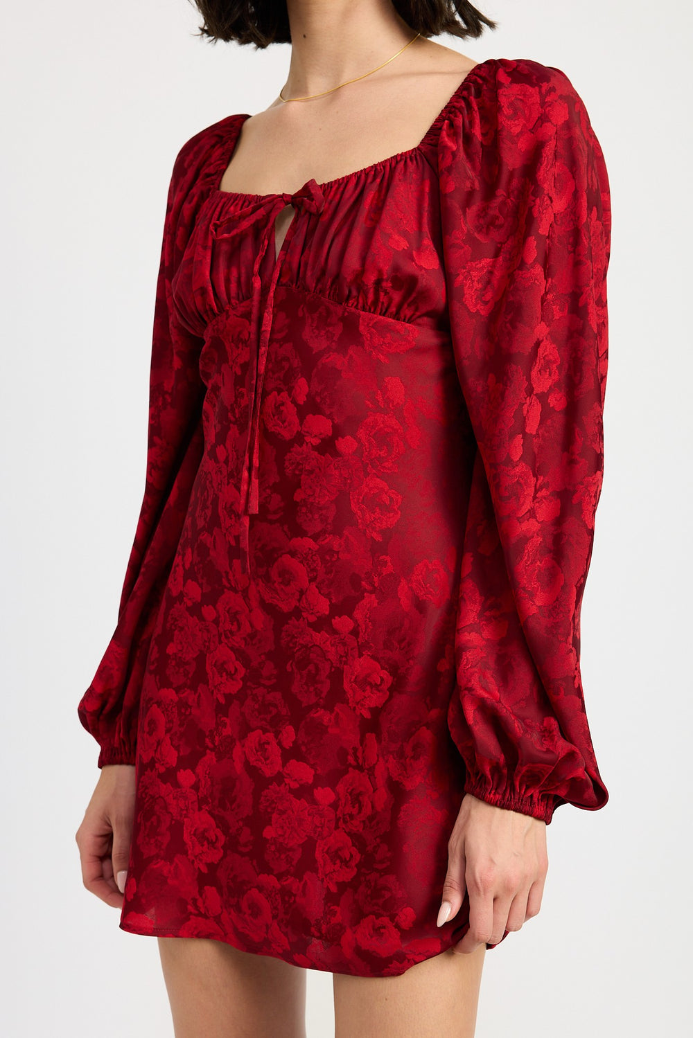Dk Red Long Sleeve Lace Mini Dress