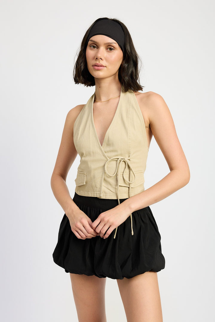 Wrapped Halter Neck Top 1