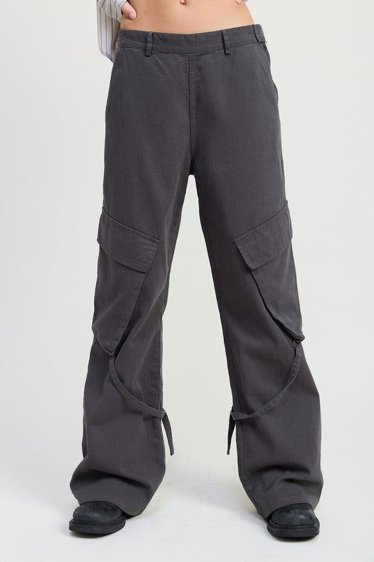 Light Khaki Cargo Pants With Pocket Detail