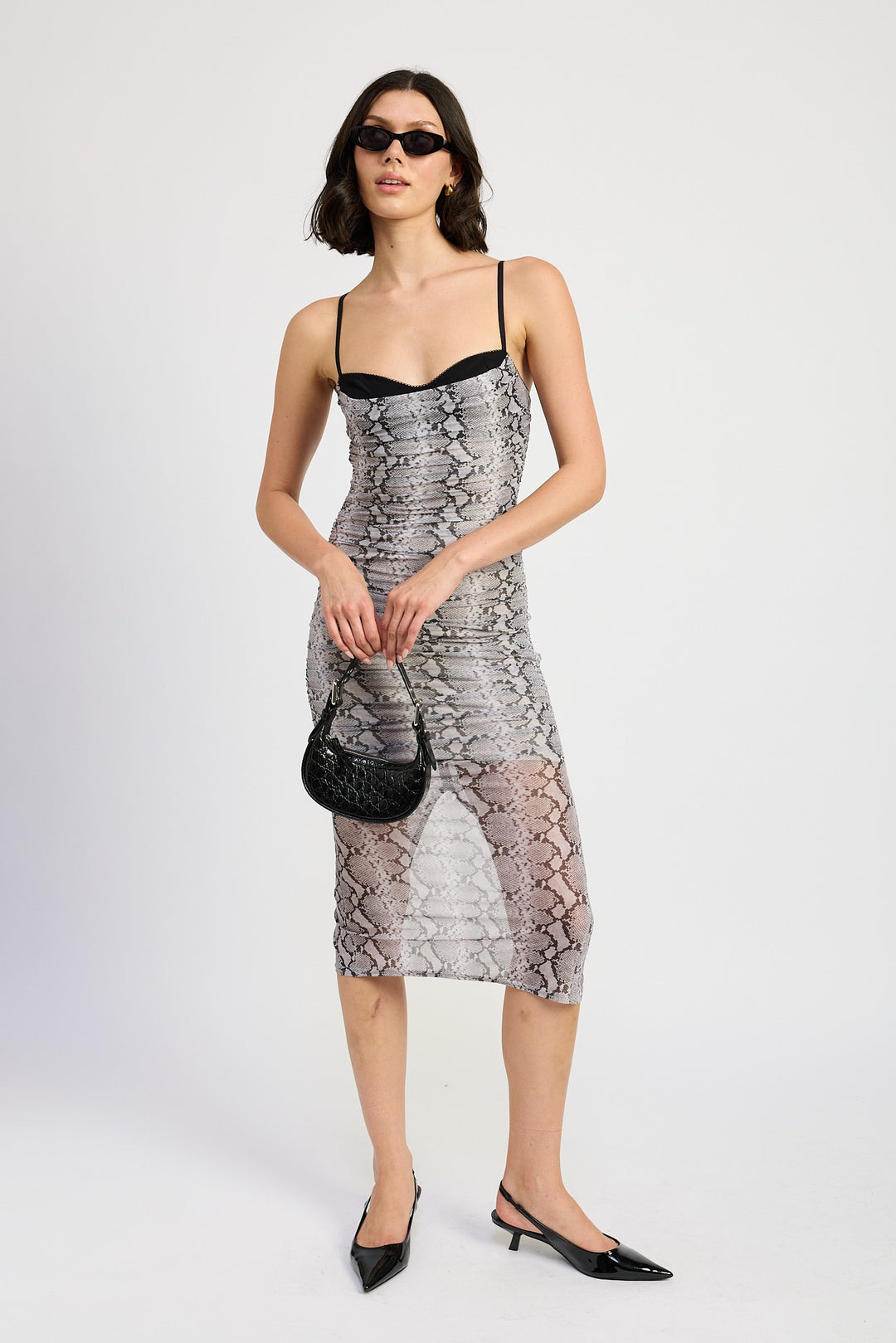 Ruched Bodycon Midi Dress