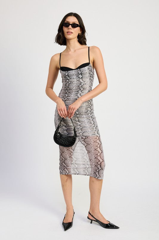 Ruched Bodycon Midi Dress