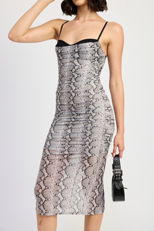 Ruched Bodycon Midi Dress