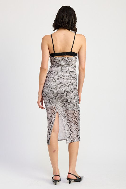 Ruched Bodycon Midi Dress