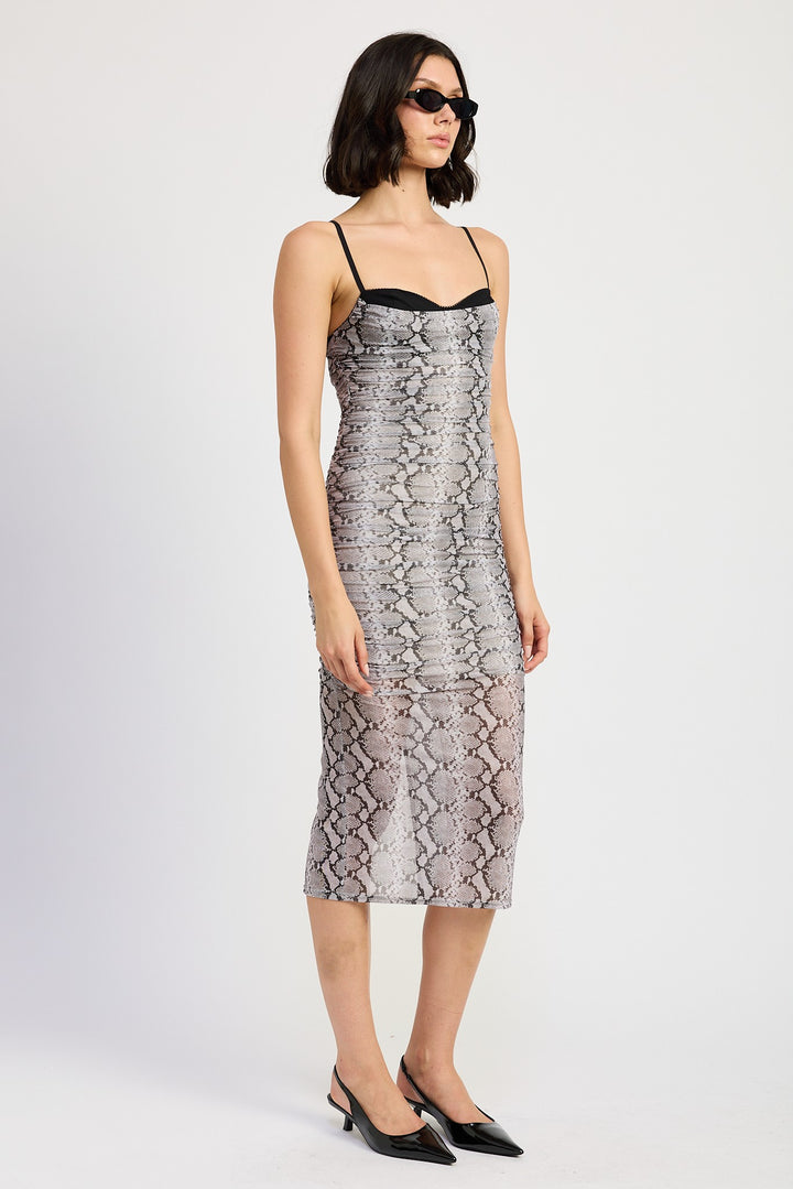 Ruched Bodycon Midi Dress