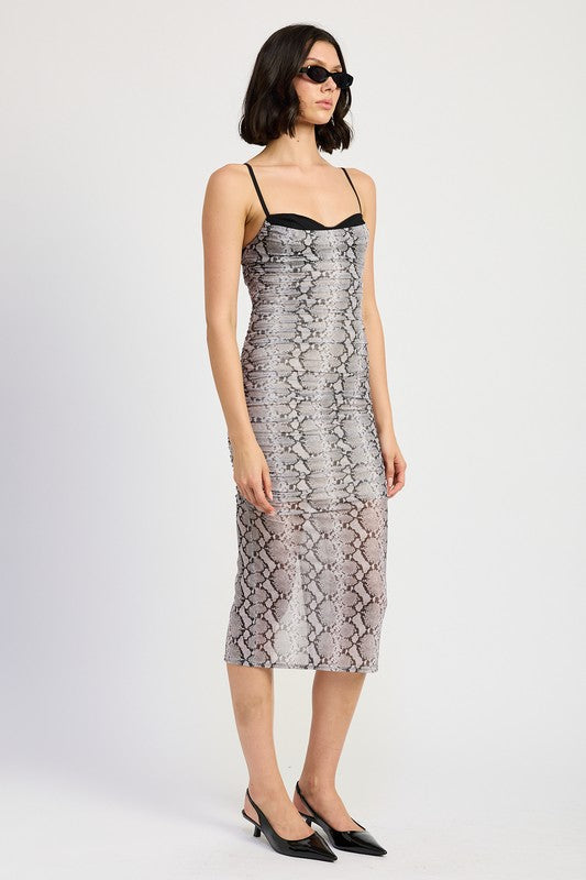 Ruched Bodycon Midi Dress