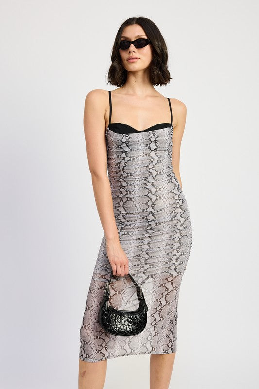 Ruched Bodycon Midi Dress