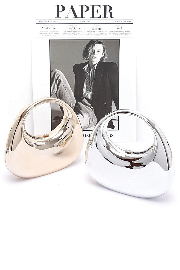 Silver Polished Molded Top Handle Clutch 1