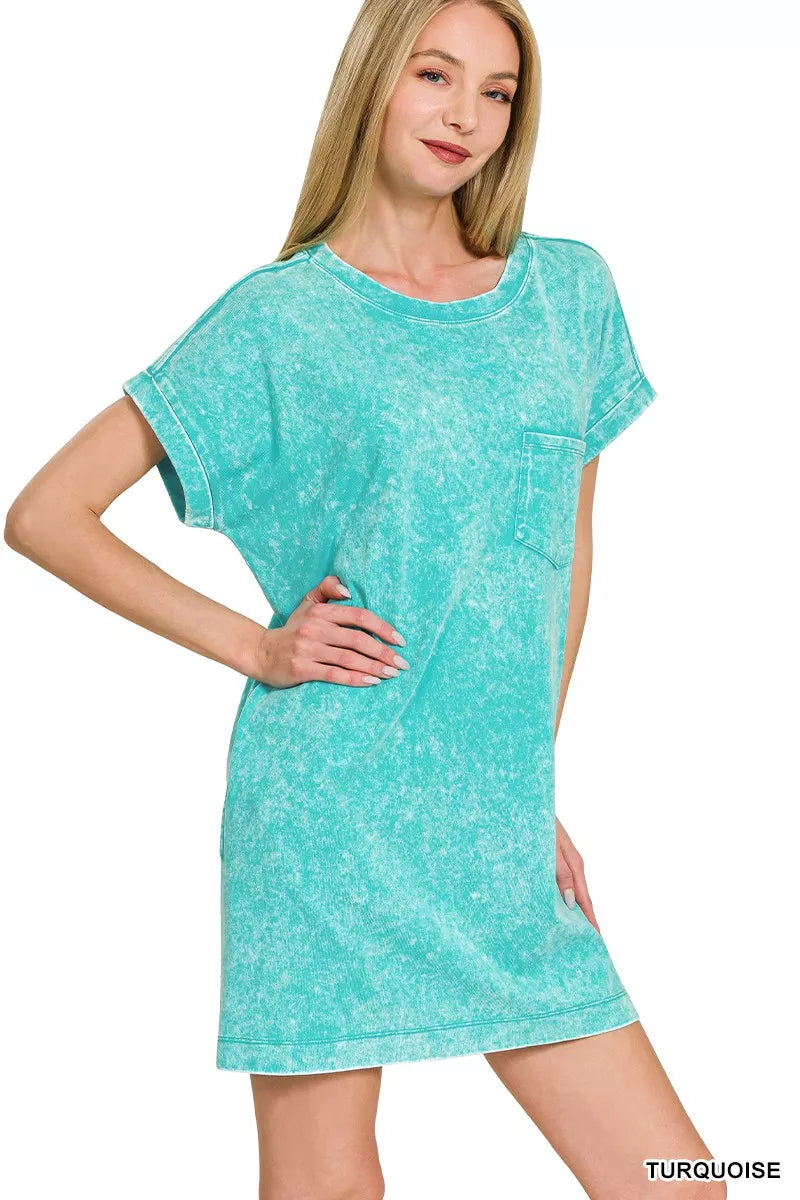 Zenana Premium Cotton Washed T Shirt Dress 4
