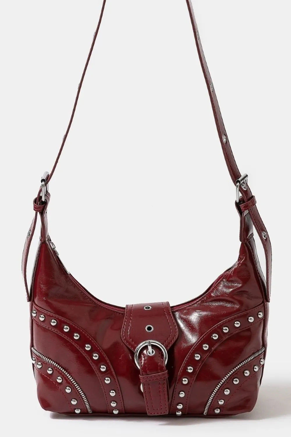 Rd Fame Faux Leather Studded Trim Shoulder Bag