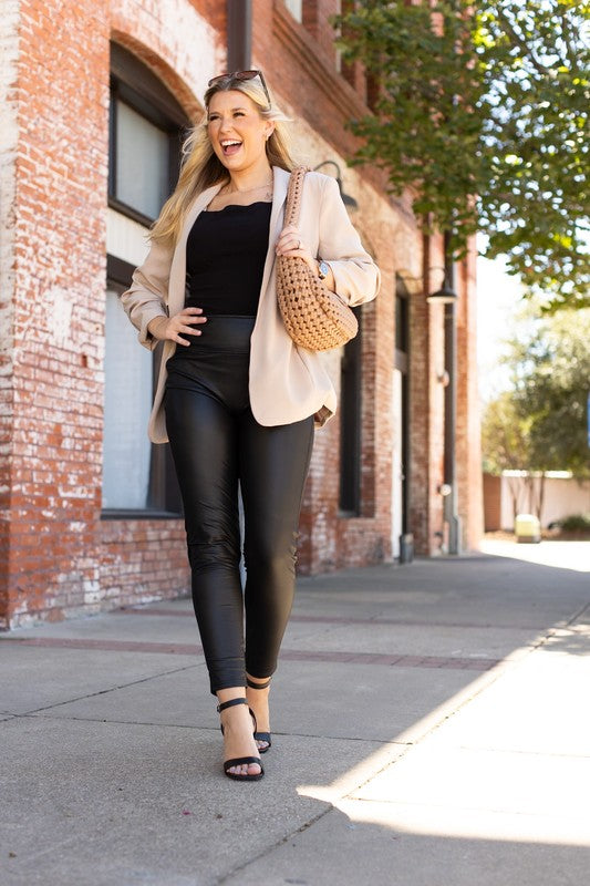 Black The Farah High Waisted Faux Leather Leggings 1