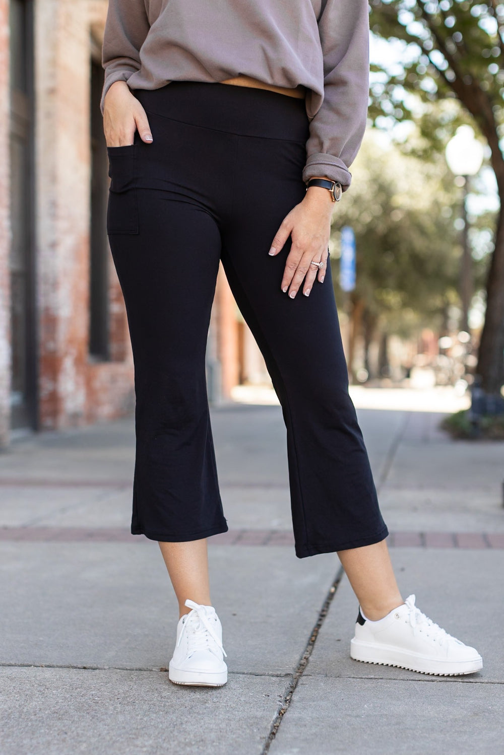 Black The Delilah Kick Flare Leggings With Pockets