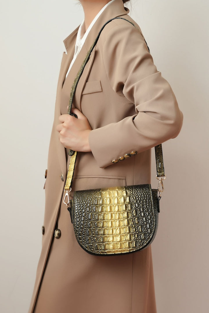 Blue Mkf Amalia Croc Embossed Crossbody Bag By Mia K