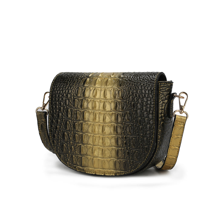 Green Mkf Amalia Croc Embossed Crossbody Bag By Mia K