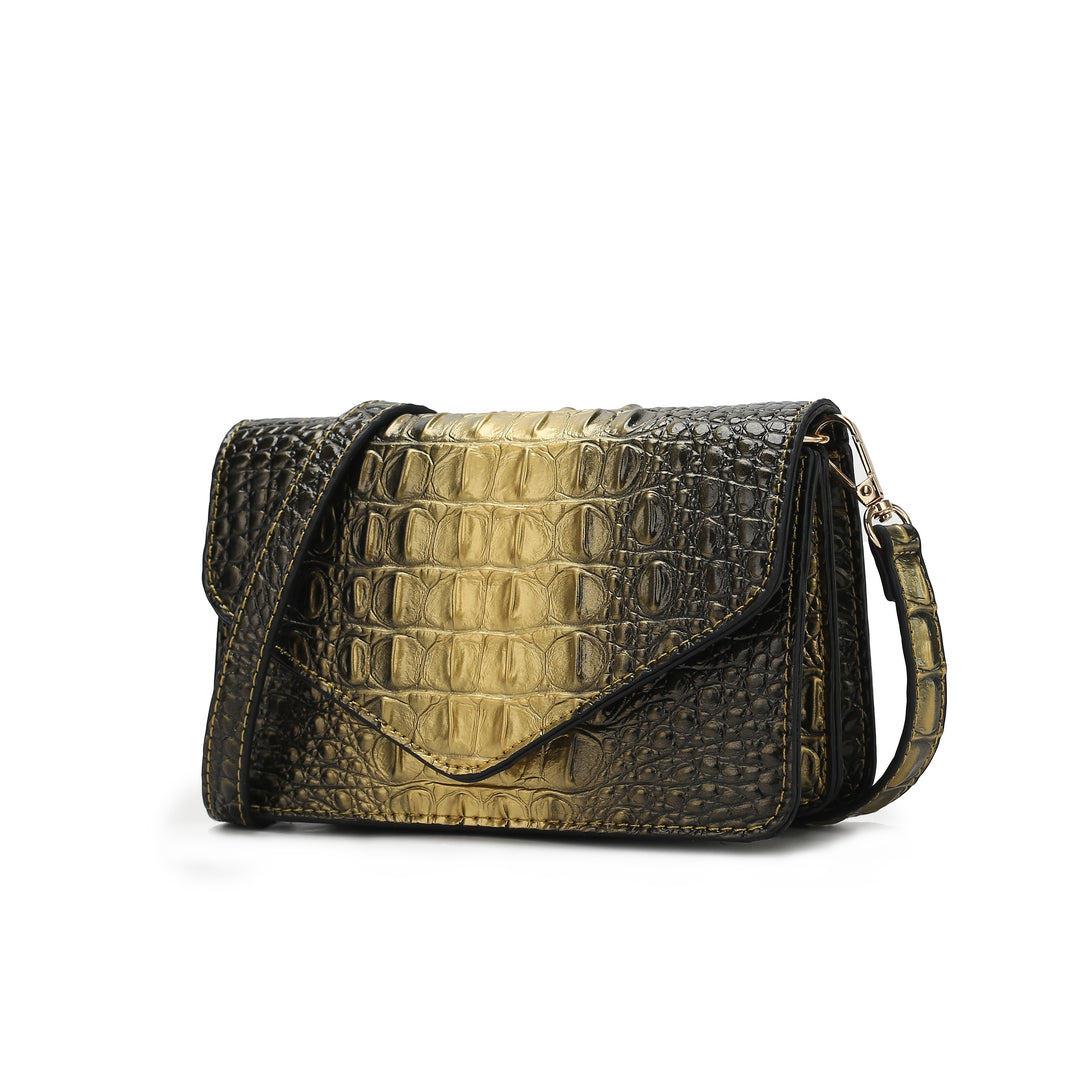 Purple Mkf Vanta Croc Embossed Saddle Bag By Mia K