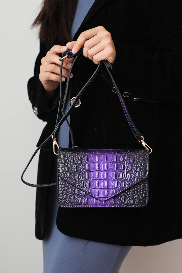 Blue Mkf Vanta Croc Embossed Saddle Bag By Mia K