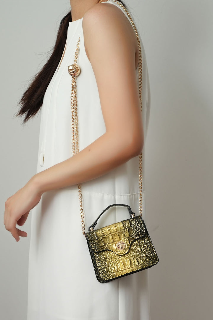 Gold Mkf Luxe Mini Satchel With Chain Strap By Mia K