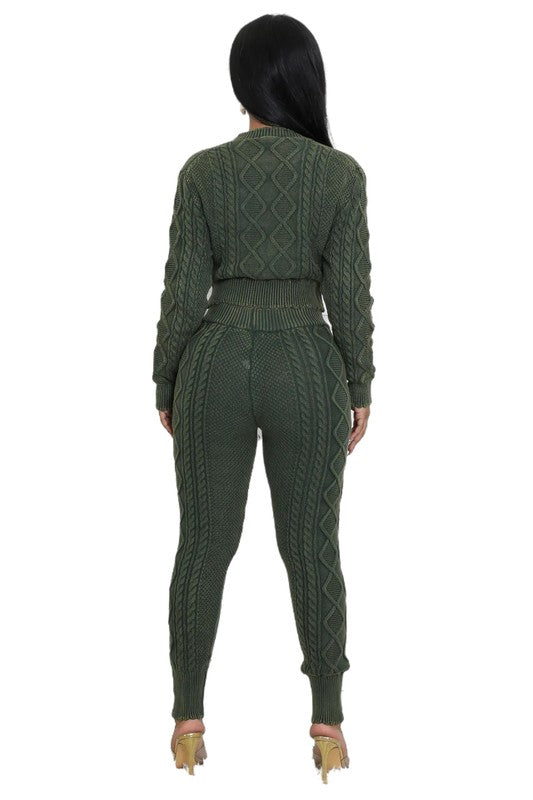 Women Fashion 2Pcs Sweater Pants Set 1