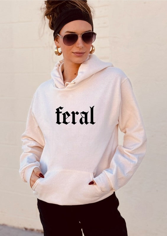 White Feral Graphic Hoodie 1