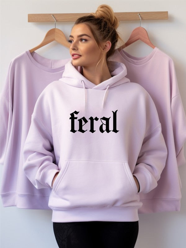Soft Pink Feral Graphic Hoodie 1