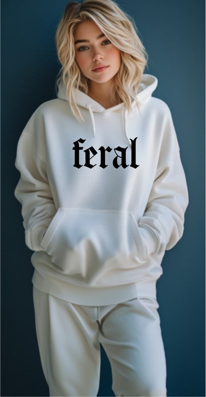 White Feral Graphic Hoodie 1