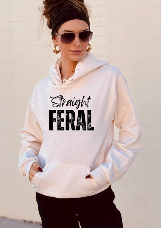 White Straight Feral Graphic Hoodie