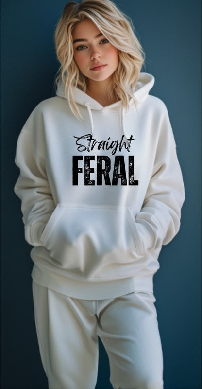 White Straight Feral Graphic Hoodie