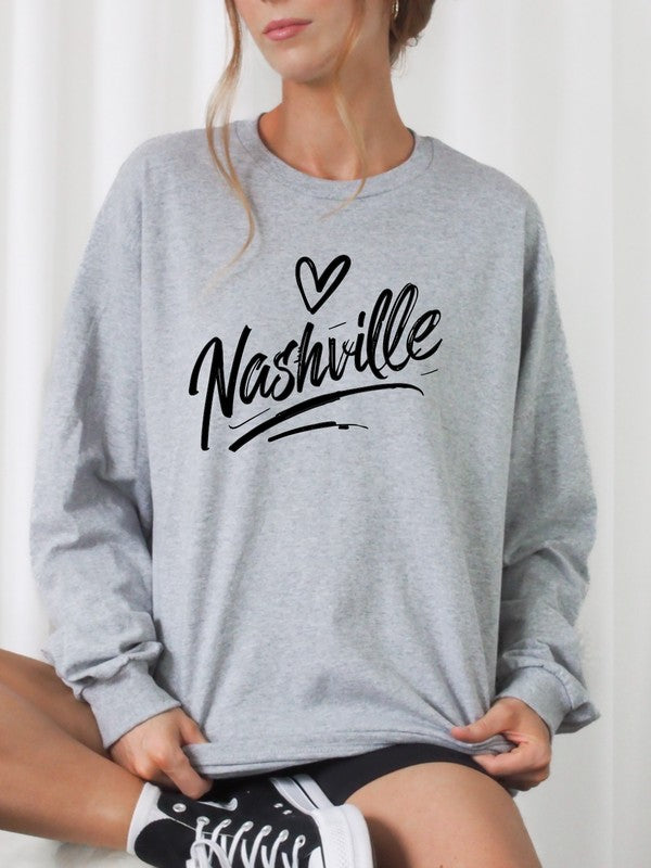 Black Cursive Nashville Cozy Crewneck Sweatshirt 1