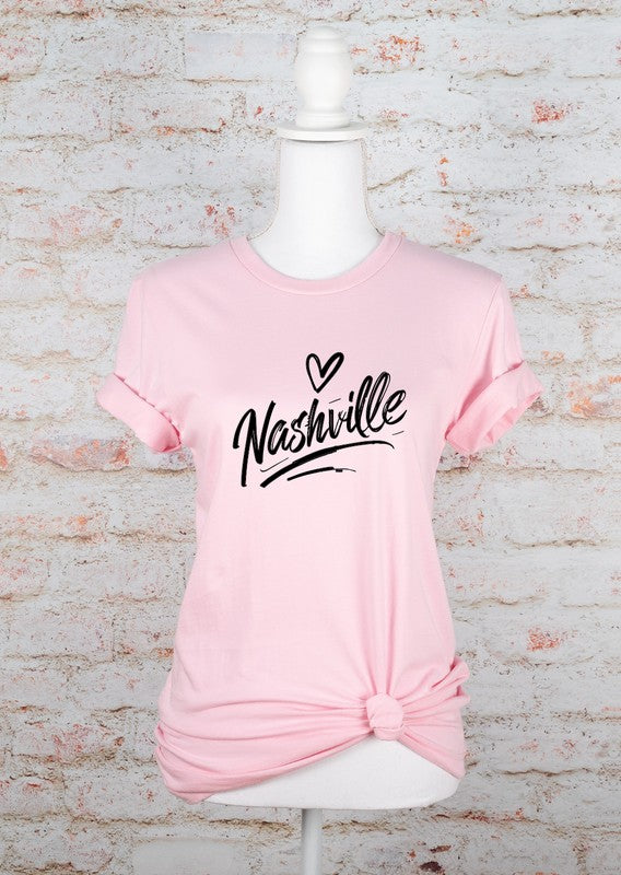 Black Cursive Nashville Crewneck Graphic Tee