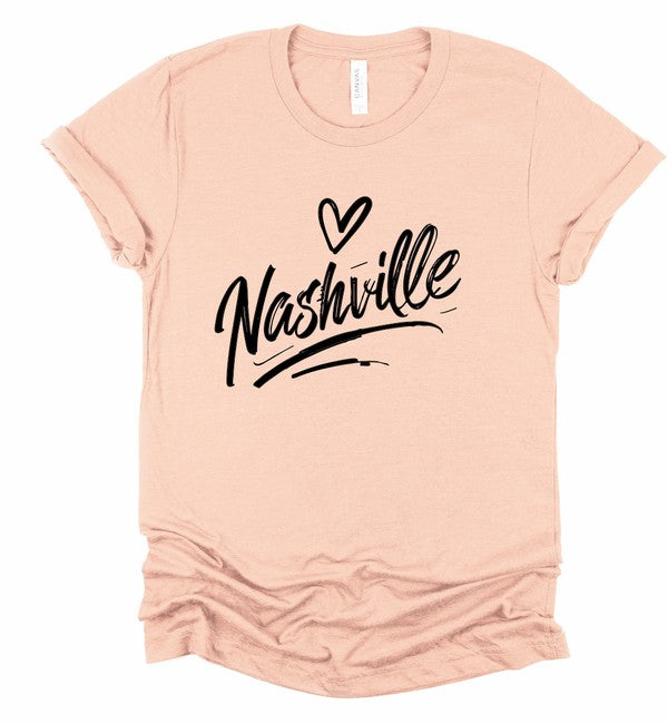 White Cursive Nashville Crewneck Graphic Tee