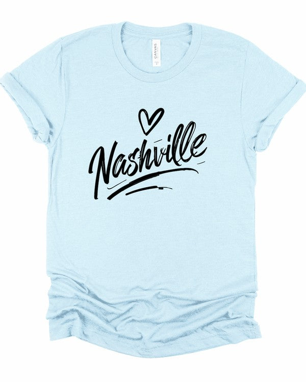 Black Cursive Nashville Crewneck Graphic Tee