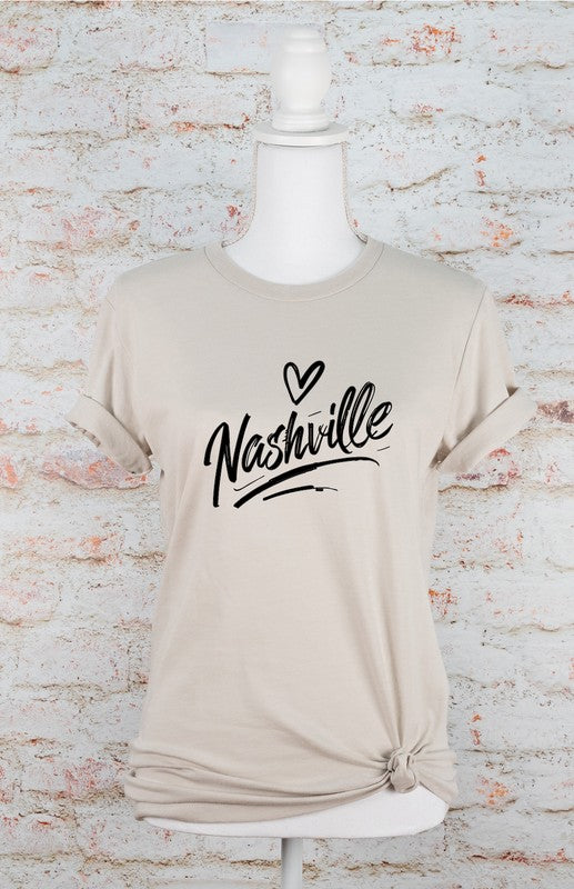 Black Cursive Nashville Crewneck Graphic Tee