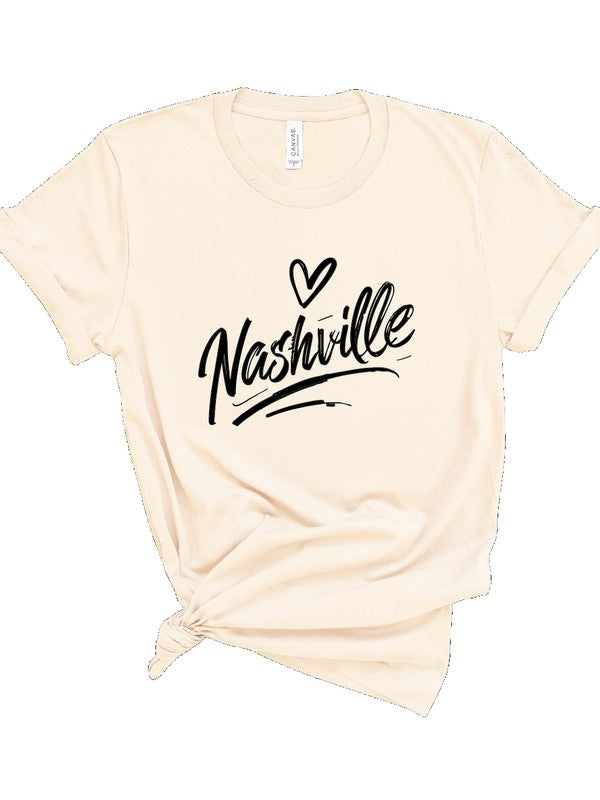 White Cursive Nashville Crewneck Graphic Tee