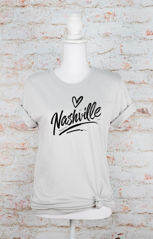 Black Cursive Nashville Crewneck Graphic Tee