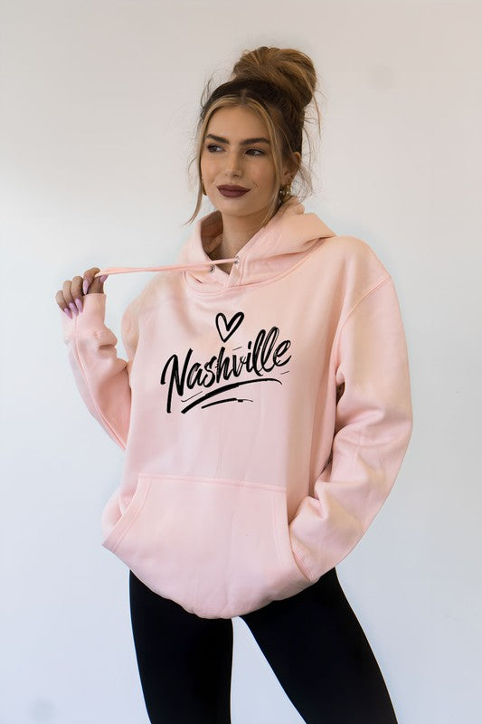 White Cursive Nashville Hoodie Graphic Sweatshirt 1