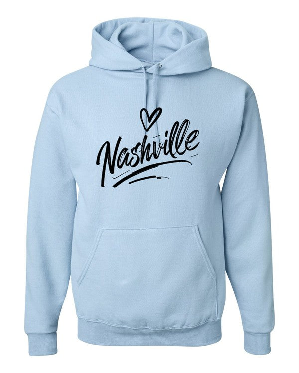 Black Cursive Nashville Hoodie Graphic Sweatshirt