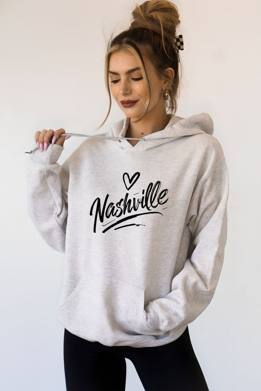 Black Cursive Nashville Hoodie Graphic Sweatshirt
