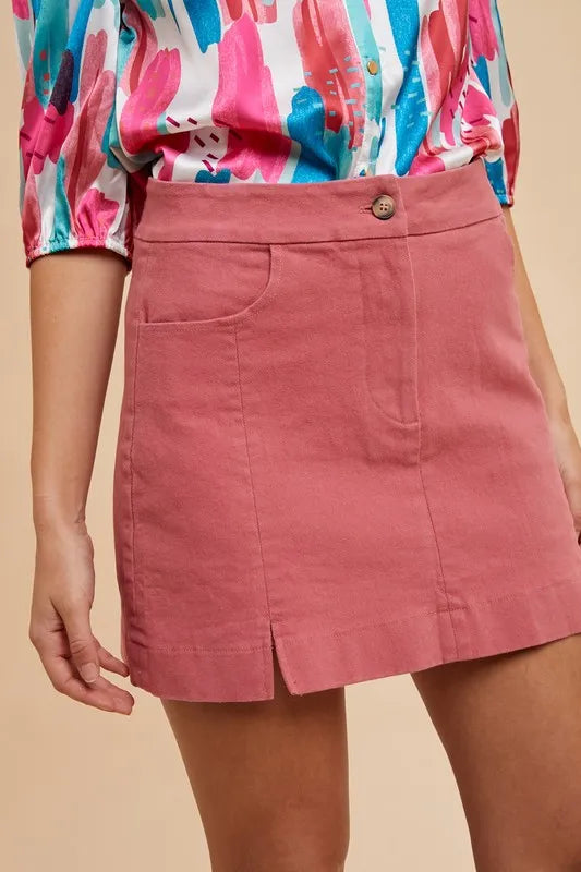 Rose Annie Wear Comfort Stretch Cotton Slit Detailed Mini Skirt 2