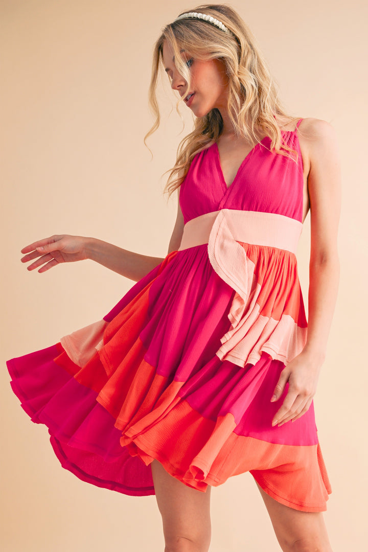 Pink Combo Faith Colorblock Dress