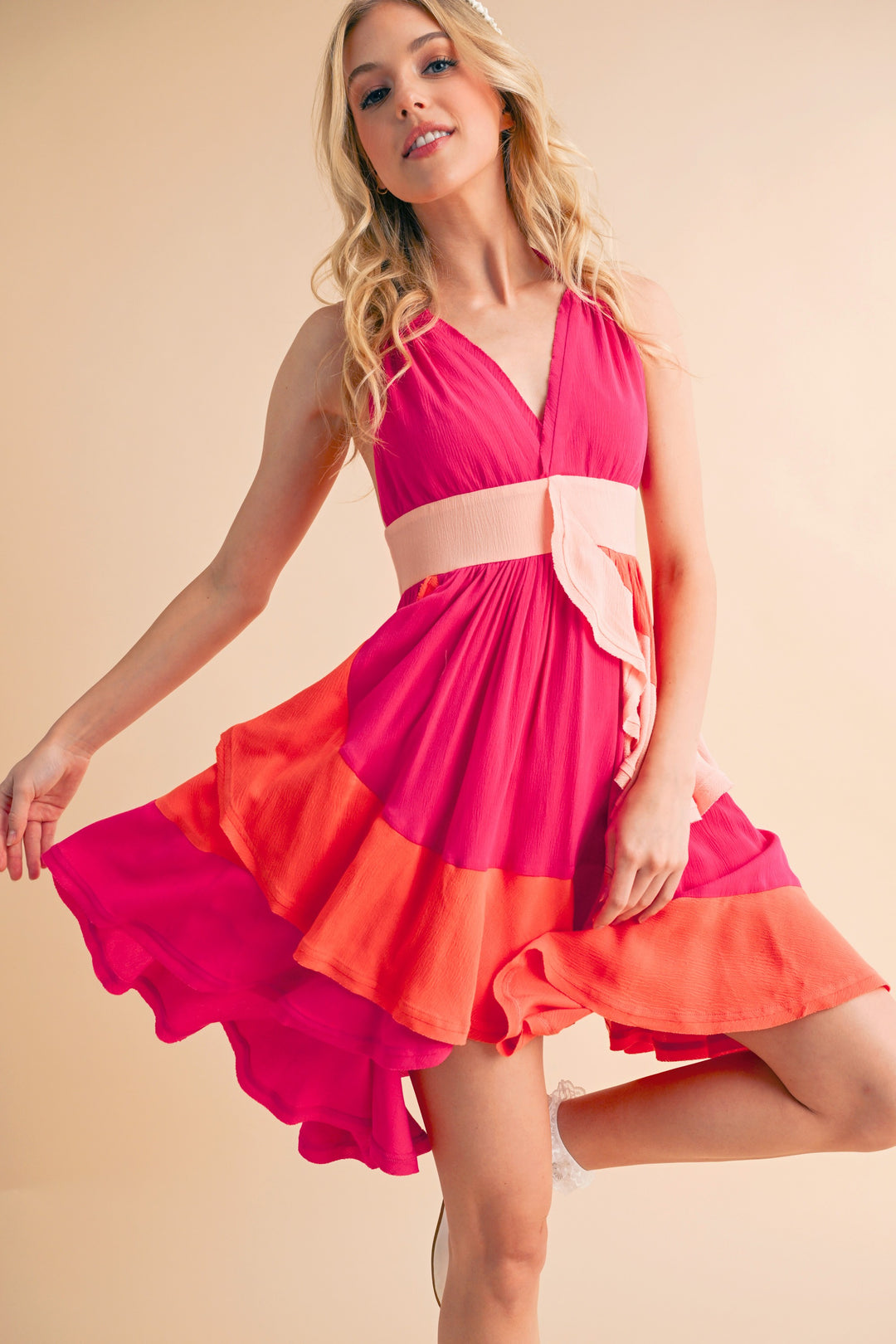Green Combo Faith Colorblock Dress