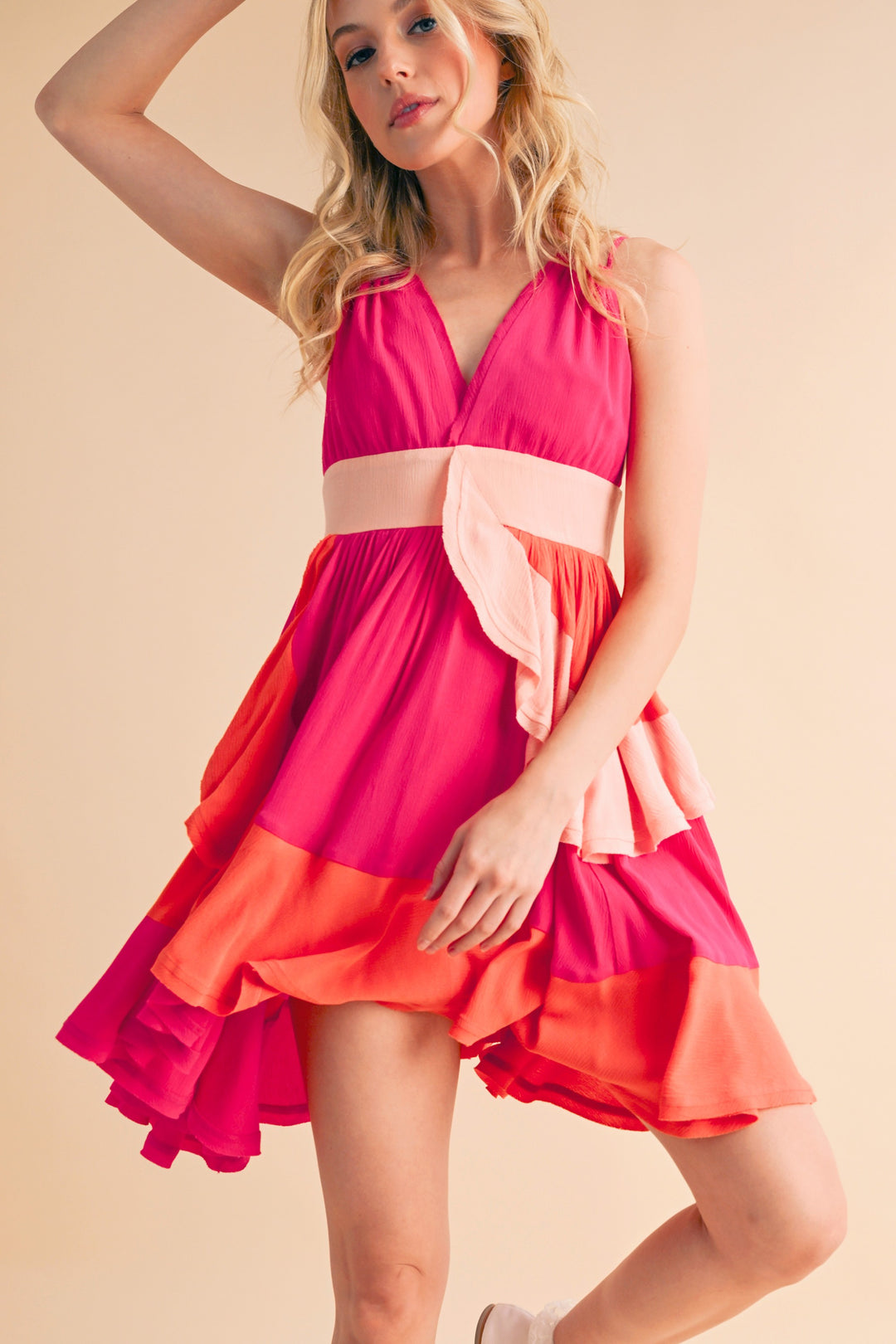 Pink Combo Faith Colorblock Dress