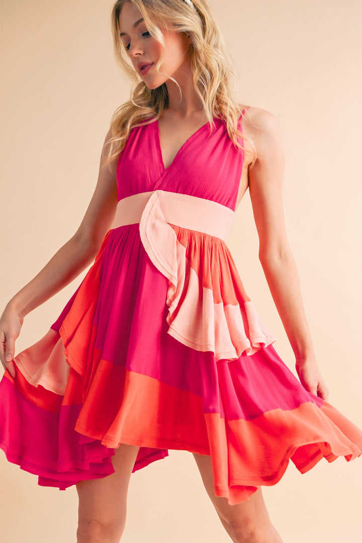 Green Combo Faith Colorblock Dress