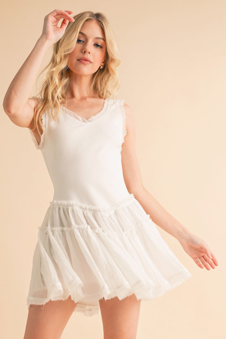 White Love Drop Waist Dress