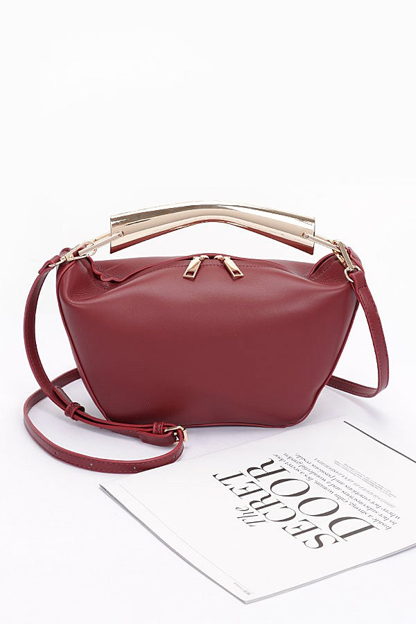 Burgundy Gold Bar Handle Iconic Swing Bag