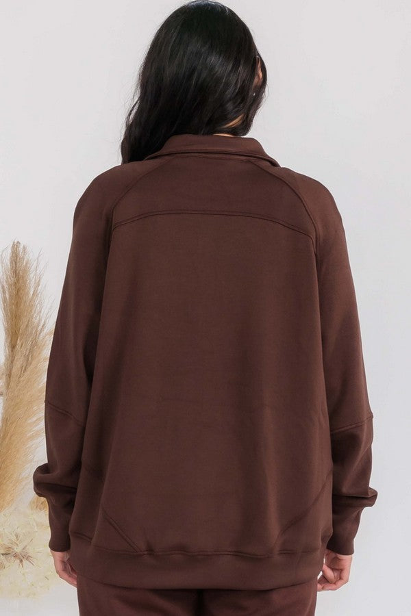 Womens Ultra Soft Funnel Neck Oversize Zip Jacket