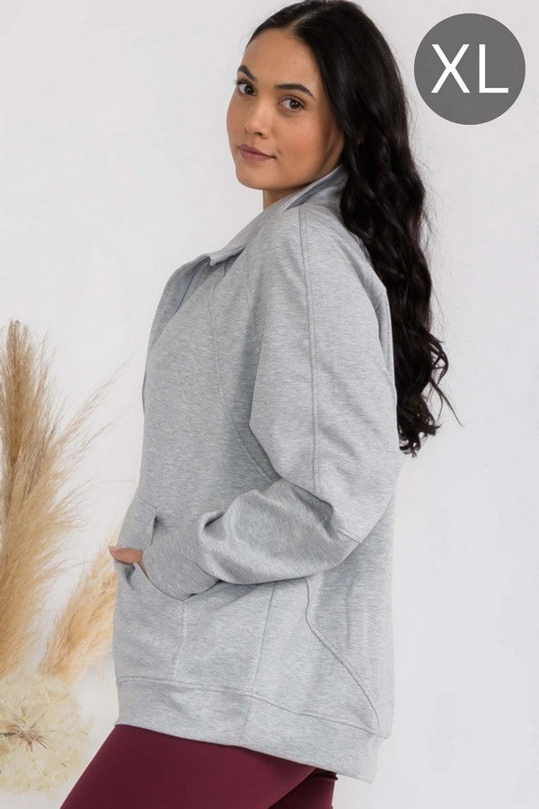 Coffee Womens Ultra Soft Funnel Neck Oversize Zip Jacket