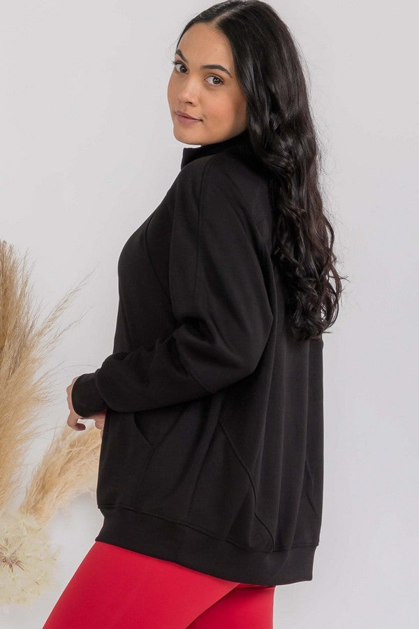 Womens Ultra Soft Funnel Neck Oversize Zip Jacket