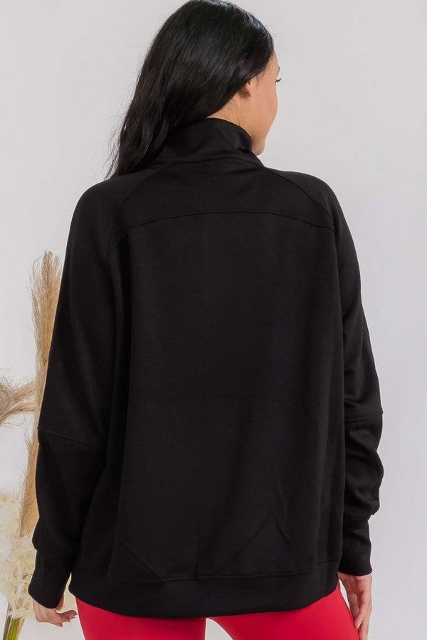 Womens Ultra Soft Funnel Neck Oversize Zip Jacket