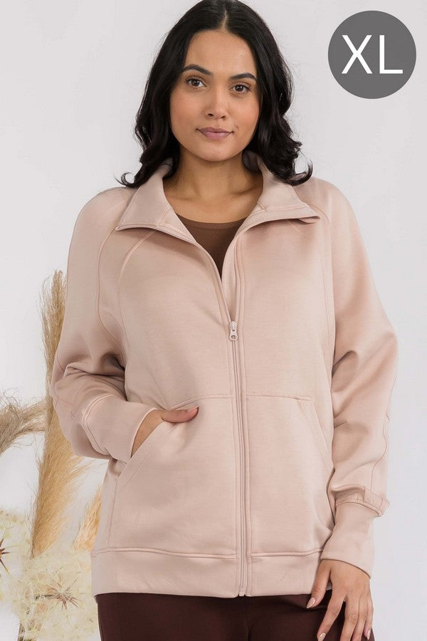 Periwinkle Womens Ultra Soft Funnel Neck Oversize Zip Jacket